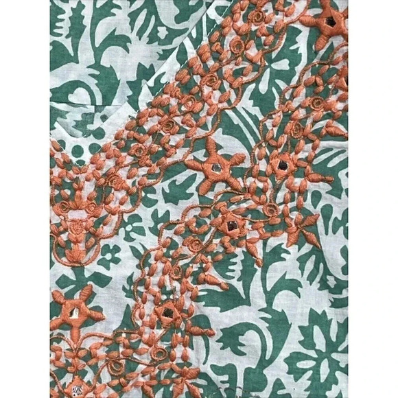 Catherine’s Size 1X Printed/Embroidery V Neck 3/4 Sleeve Tunic 100% Cotton - Picture 3 of 12